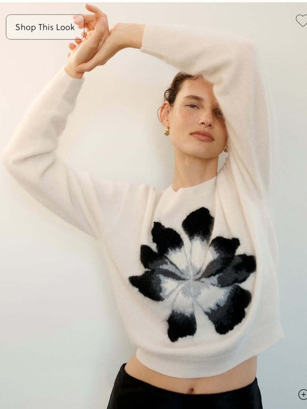 J.Crew Brushed cashmere crewneck sweater with intarsia floral